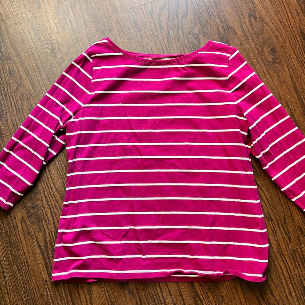 Burgundy Striped Top 3/4 sleeve XXL
